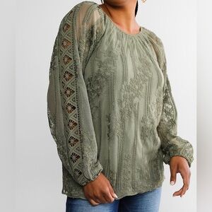 Buckle Olive Lace Blouse